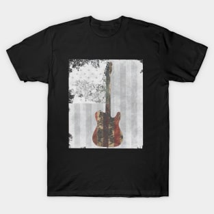 Telecaster With Rustic American Flag Background T-Shirt